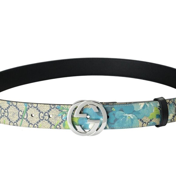 Gucci Unisex Guccissima Flower Print Leather Double G Buckle Belt US 34 IT 85 - Picture 2 of 4